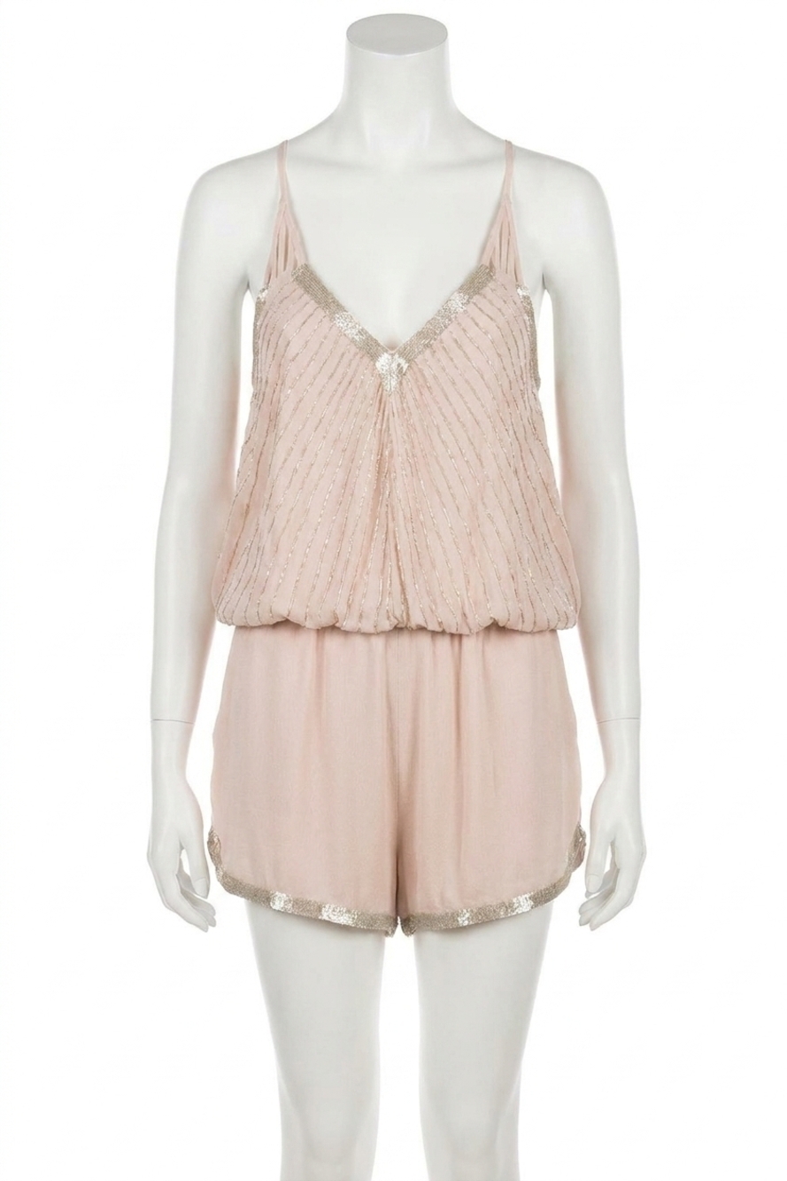 NEW SAYLOR hollis beaded romper in blush